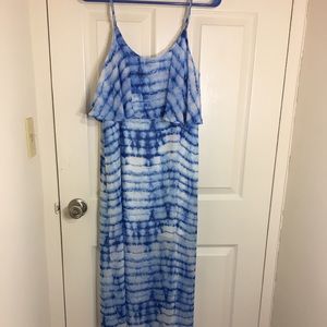 Blue and white maxi dress with spaghetti straps